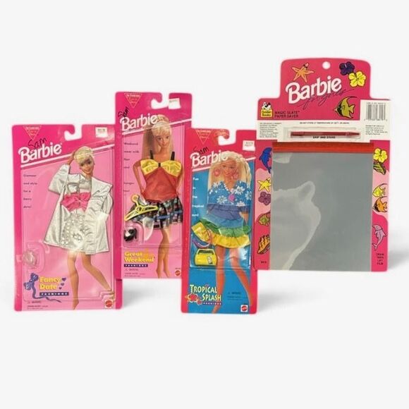 VTG 90s Barbie Fashions Lot Fancy Date Great Weekend Tropical Splash Magic Slate - Picture 1 of 9